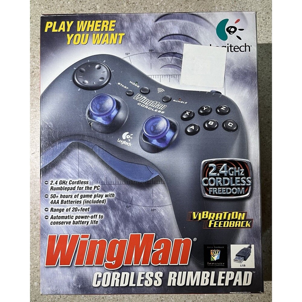 Logitech WingMan Cordless Rumblepad Wireless 2.4GHz Gamepad PC USB Vibration